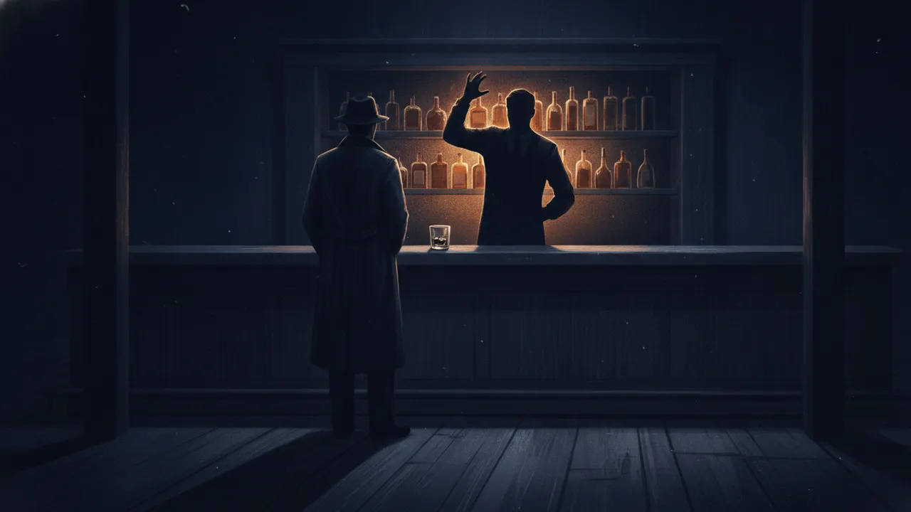 Ilustração do enigma O copo de água no bar